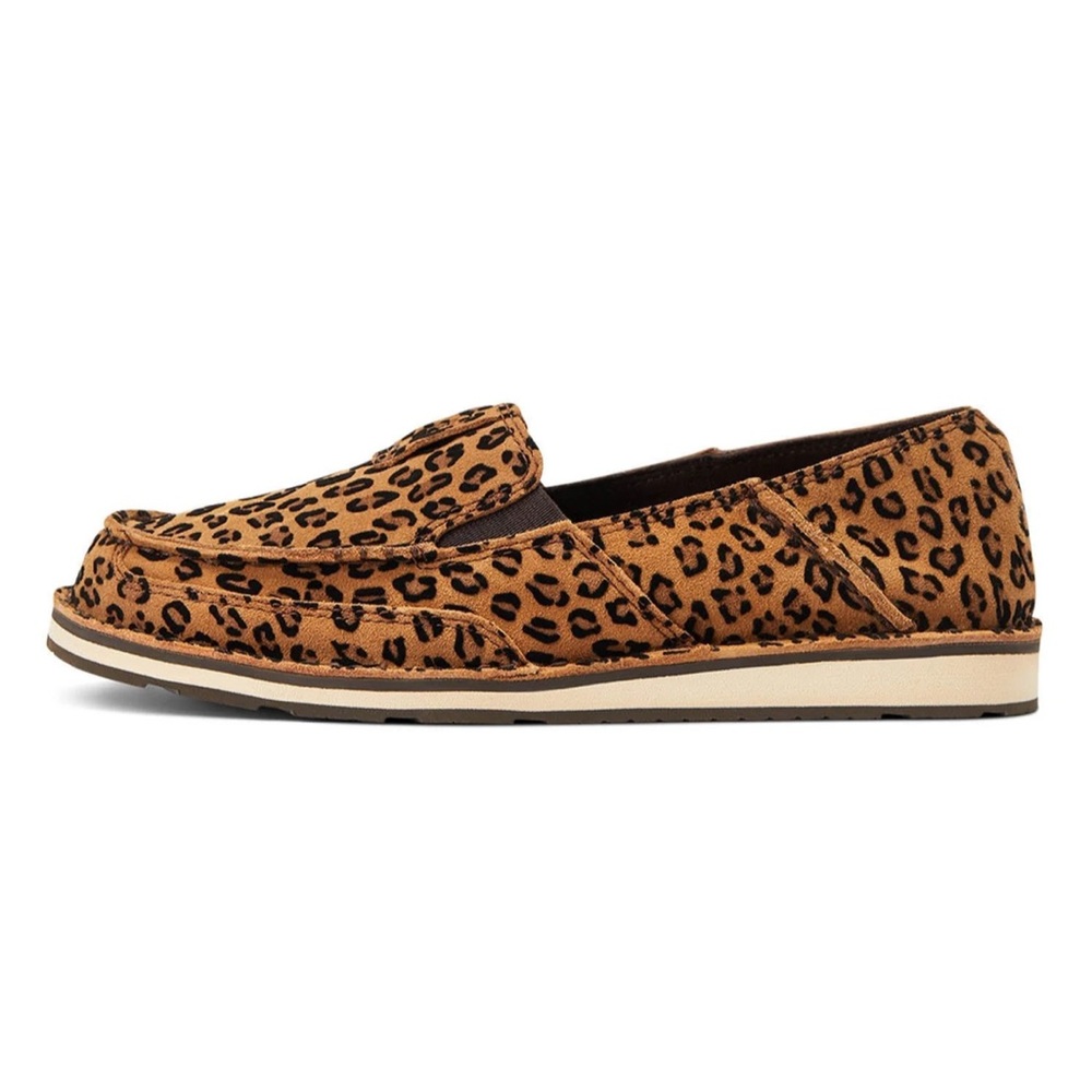 ARIAT WOMENS 7 LEOPARD VAMP CASUAL SLIP-ON BOAT SHOE LOAFER- MOC TOE- Cheetah - Picture 6 of 8